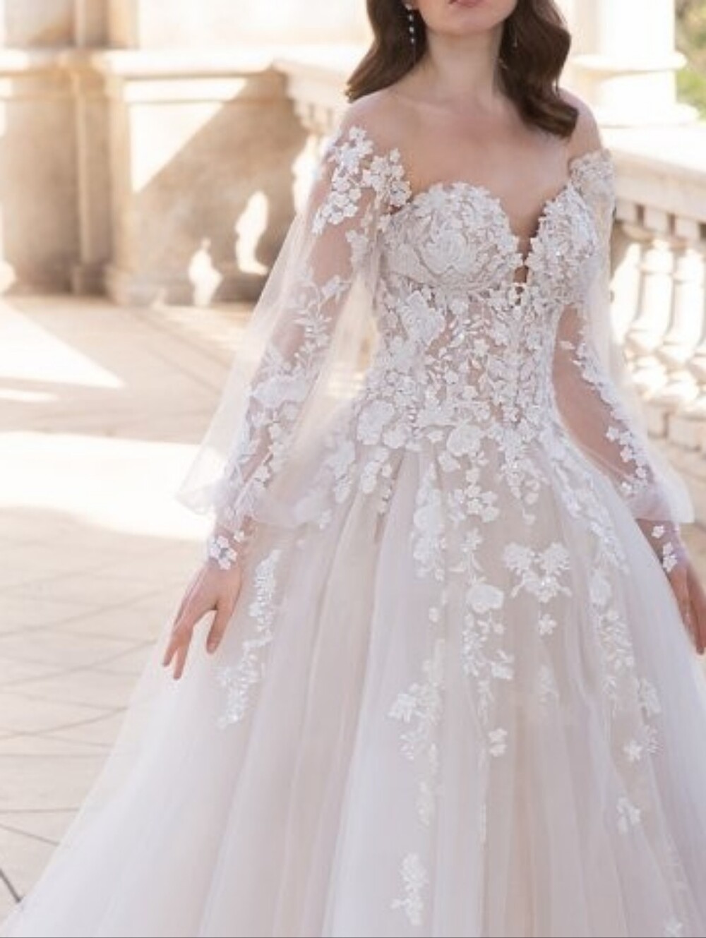 Bridal Topper With Full Length Bishop Sleeve (Top Only)